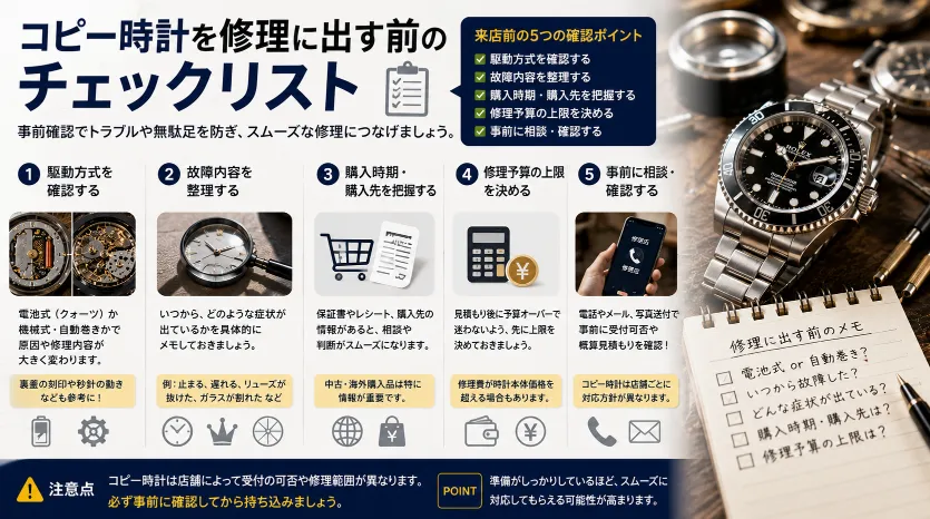 10. コピー時計を修理に出す前のチェックリスト.webp
