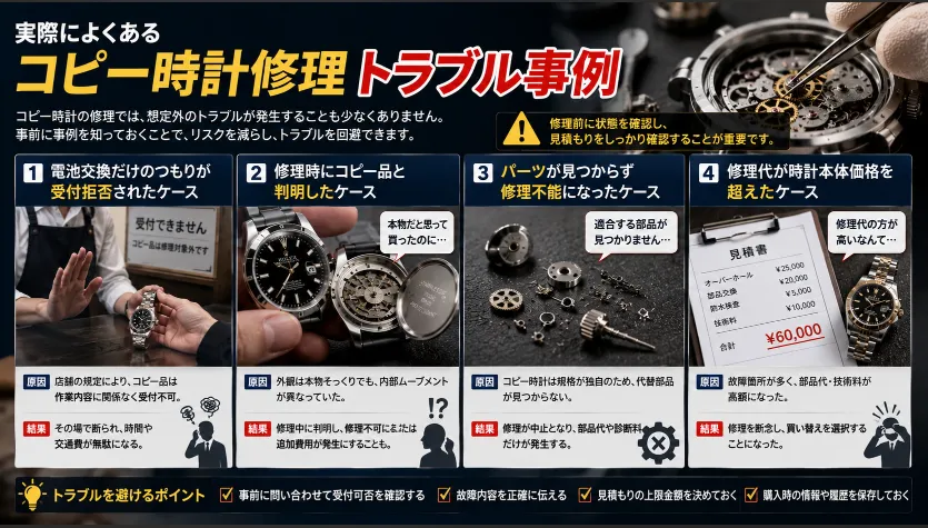 8. 実際によくあるコピー時計修理トラブル事例.webp