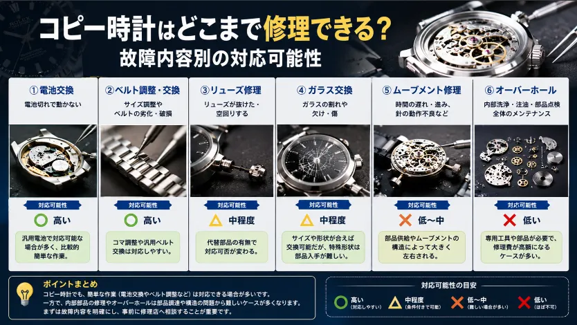 6. コピー時計はどこまで修理できる？故障内容別の対応可能性.webp