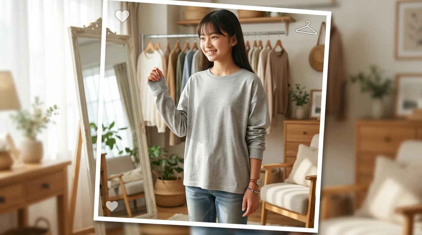 ▶ ② 長袖Tシャツ160は大きい？小さい？リアルなサイズ感.webp