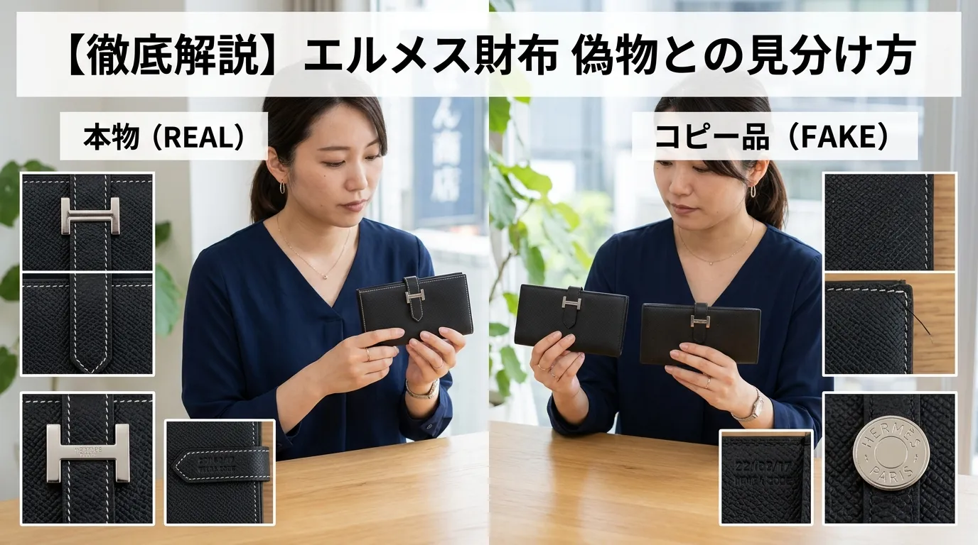 エルメス財布の偽物の見分け方｜ 本物との違いを徹底解説！刻印・革質・金具チェックから中古購入で失敗しないための確認ポイント