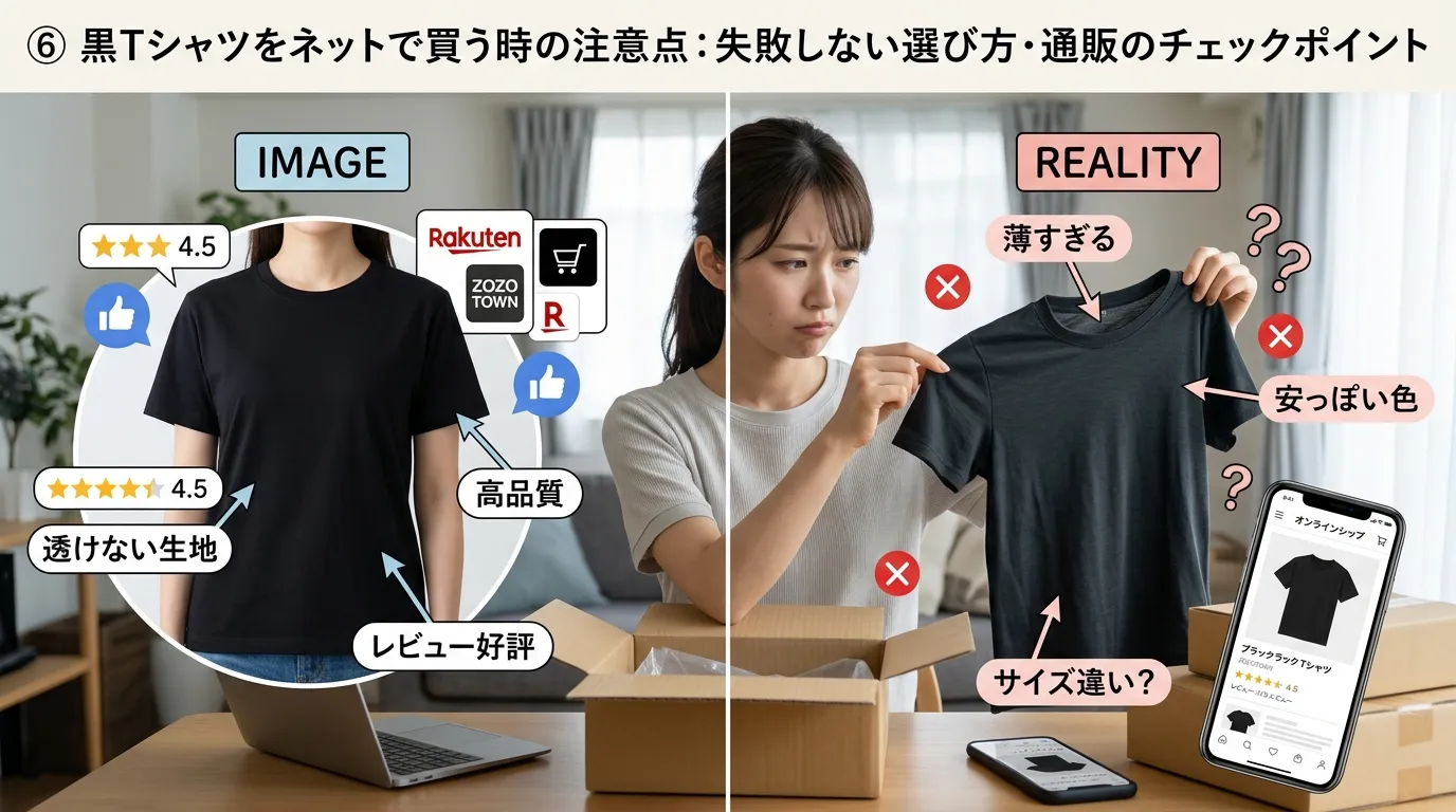⑥ 通販で黒Tシャツを購入するときの注意点.webp