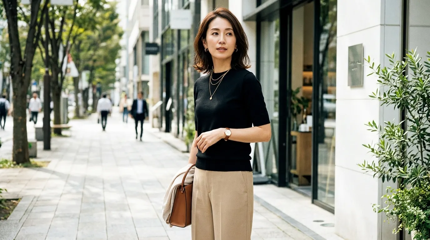 ④ 30代・40代女性におすすめの黒Tシャツ着こなし術.webp