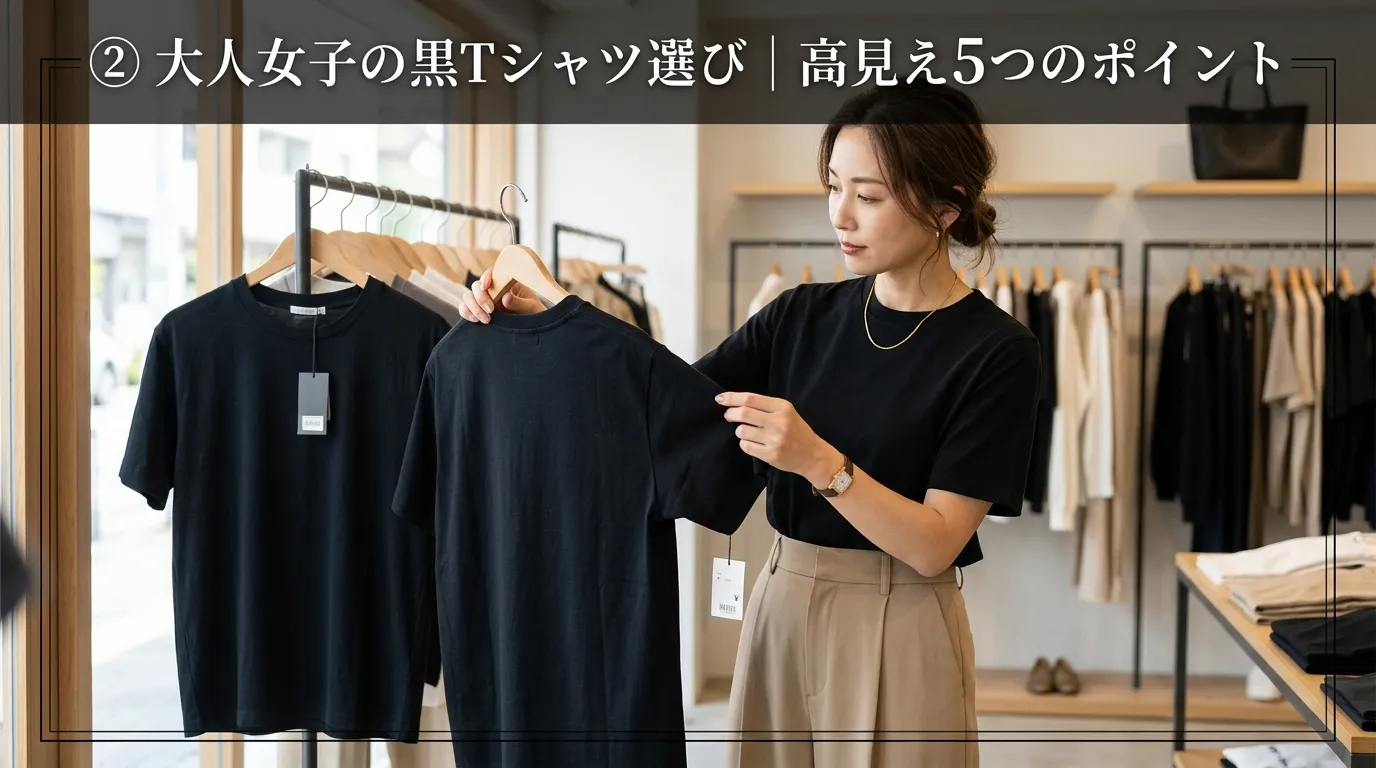 ② 失敗しないレディース黒Tシャツの選び方｜高見えする5つのポイント.webp