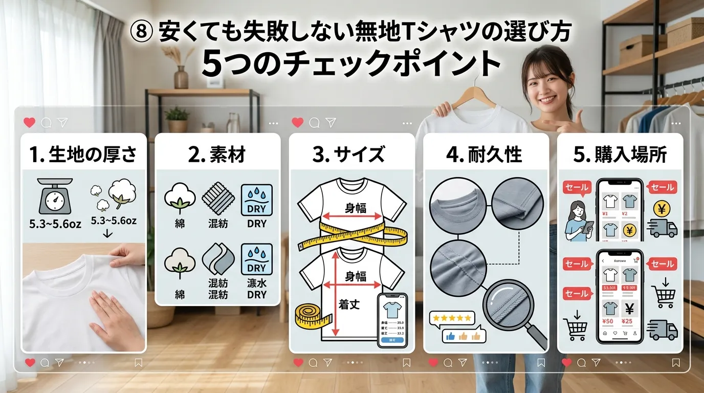 ⑧ 安くても失敗しない無地Tシャツの選び方5つのポイント.webp