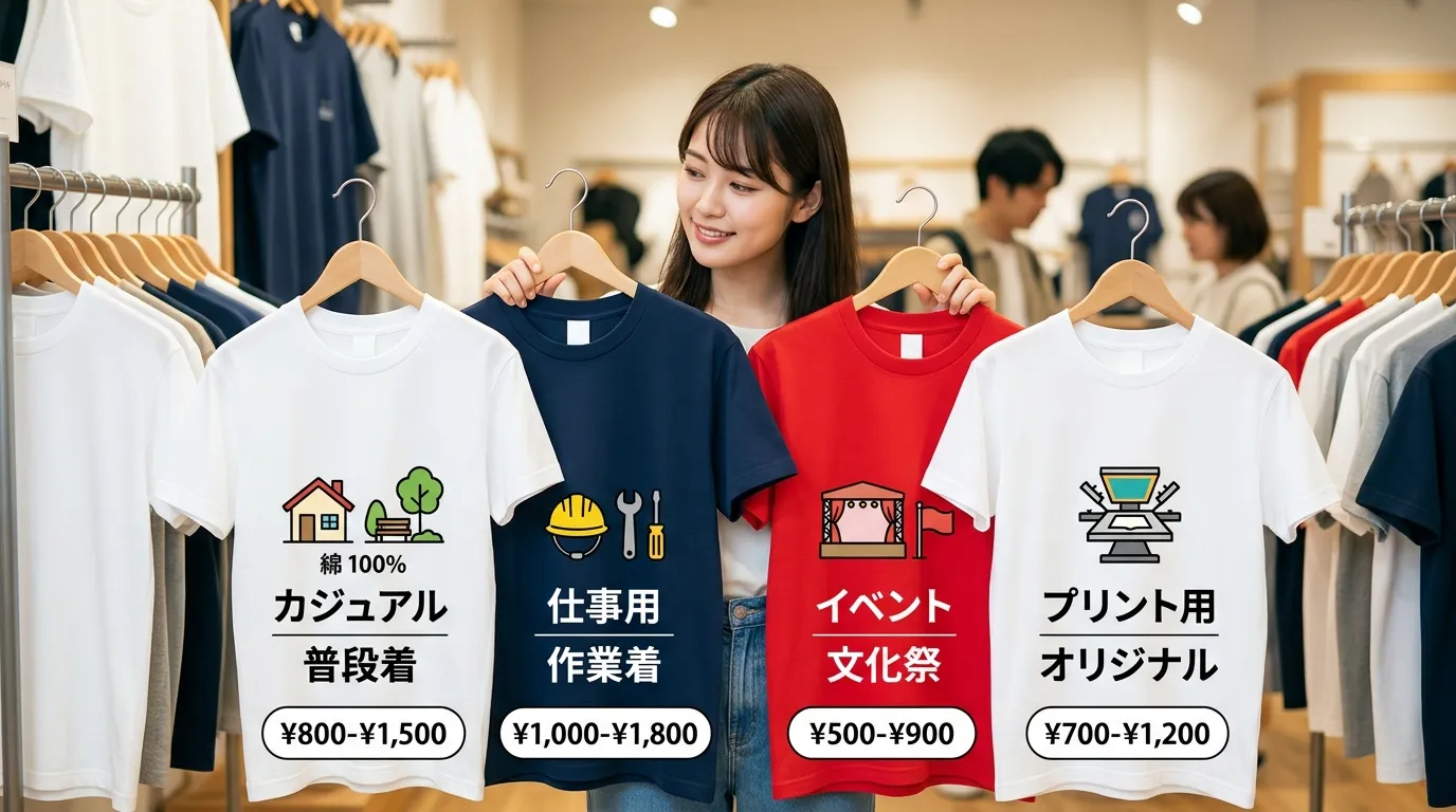 ⑦ 用途別おすすめ無地Tシャツ｜普段着・仕事・イベント・プリント用.webp