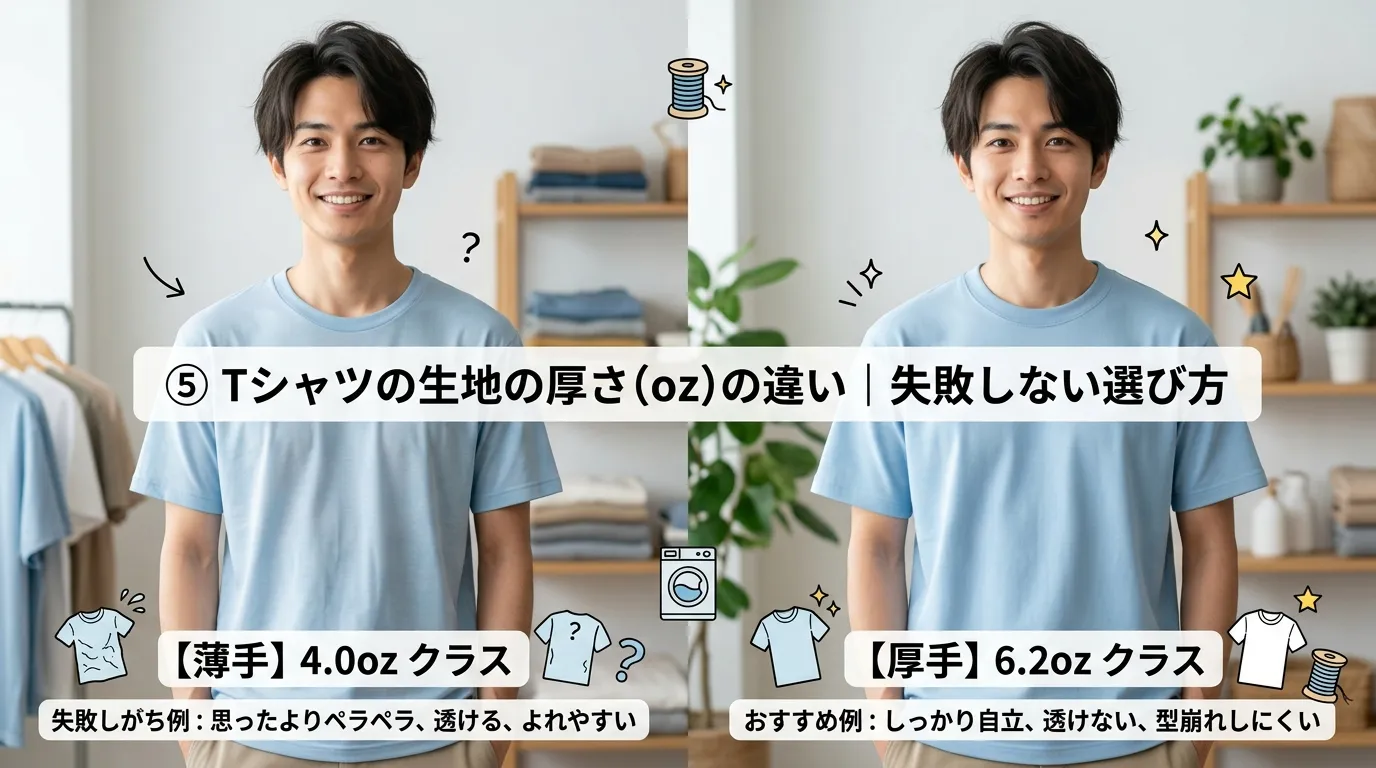 ⑤ 生地の厚さ（oz）の違い｜失敗しない選び方.webp