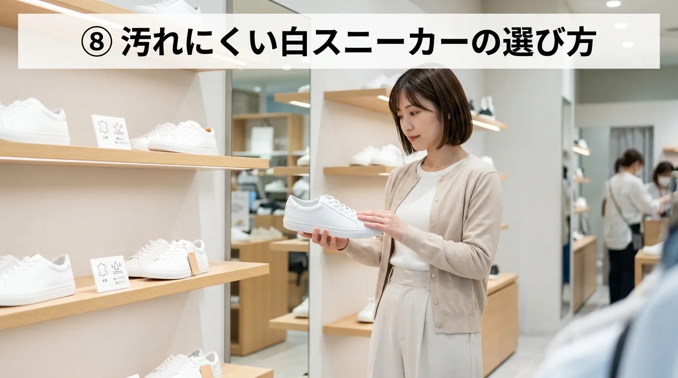 ⑧ きれいな状態を保ちやすい白スニーカーの選び方.webp