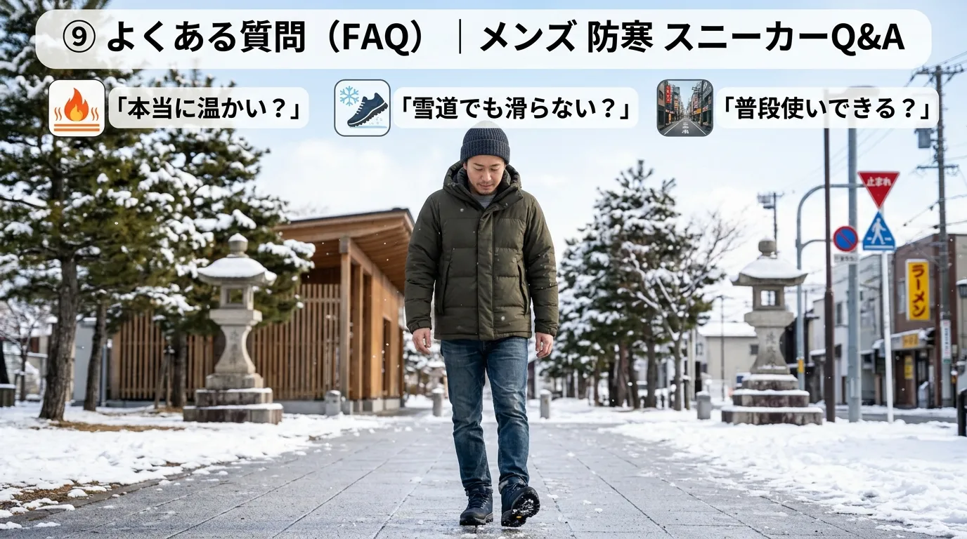 ⑨ よくある質問（FAQ）｜メンズ 防寒 スニーカーQ&A.webp