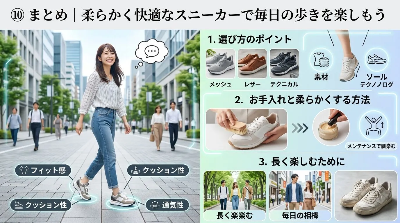 ⑩ まとめ｜柔らかく快適なスニーカーで毎日の歩きを楽しもう.webp