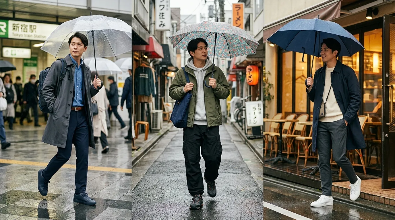 ④ 通勤・休日・デート別おすすめの雨の日スニーカーコーデ.webp