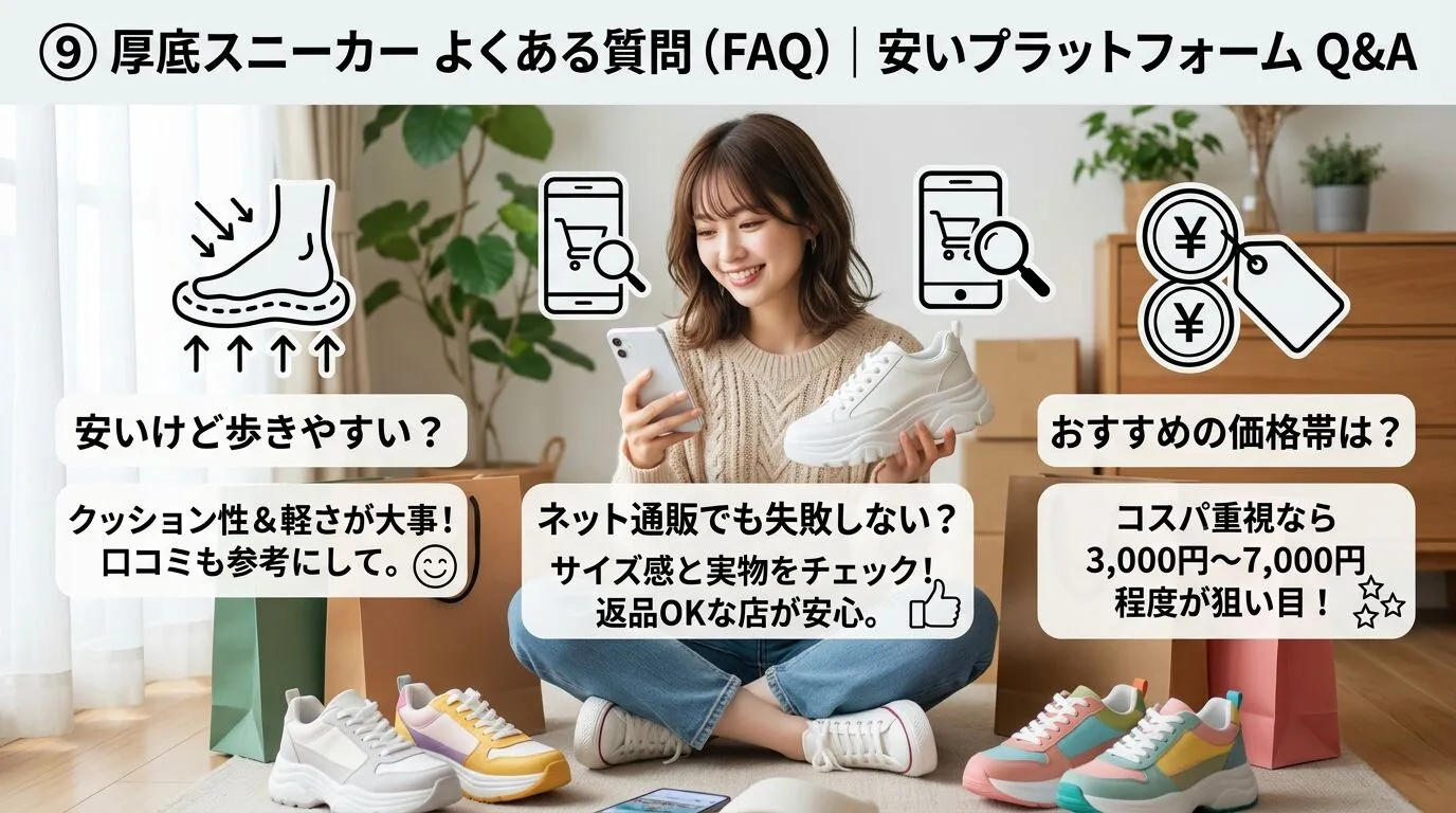 ⑨ よくある質問（FAQ）｜厚底スニーカー激安購入Q&A.webp