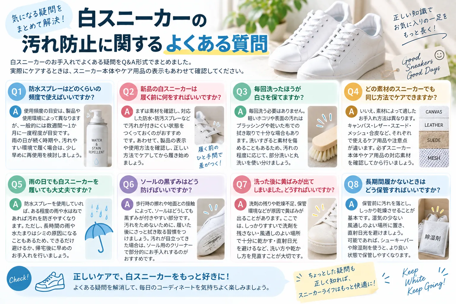 白スニーカーの汚れ防止に関するよくある質問.webp