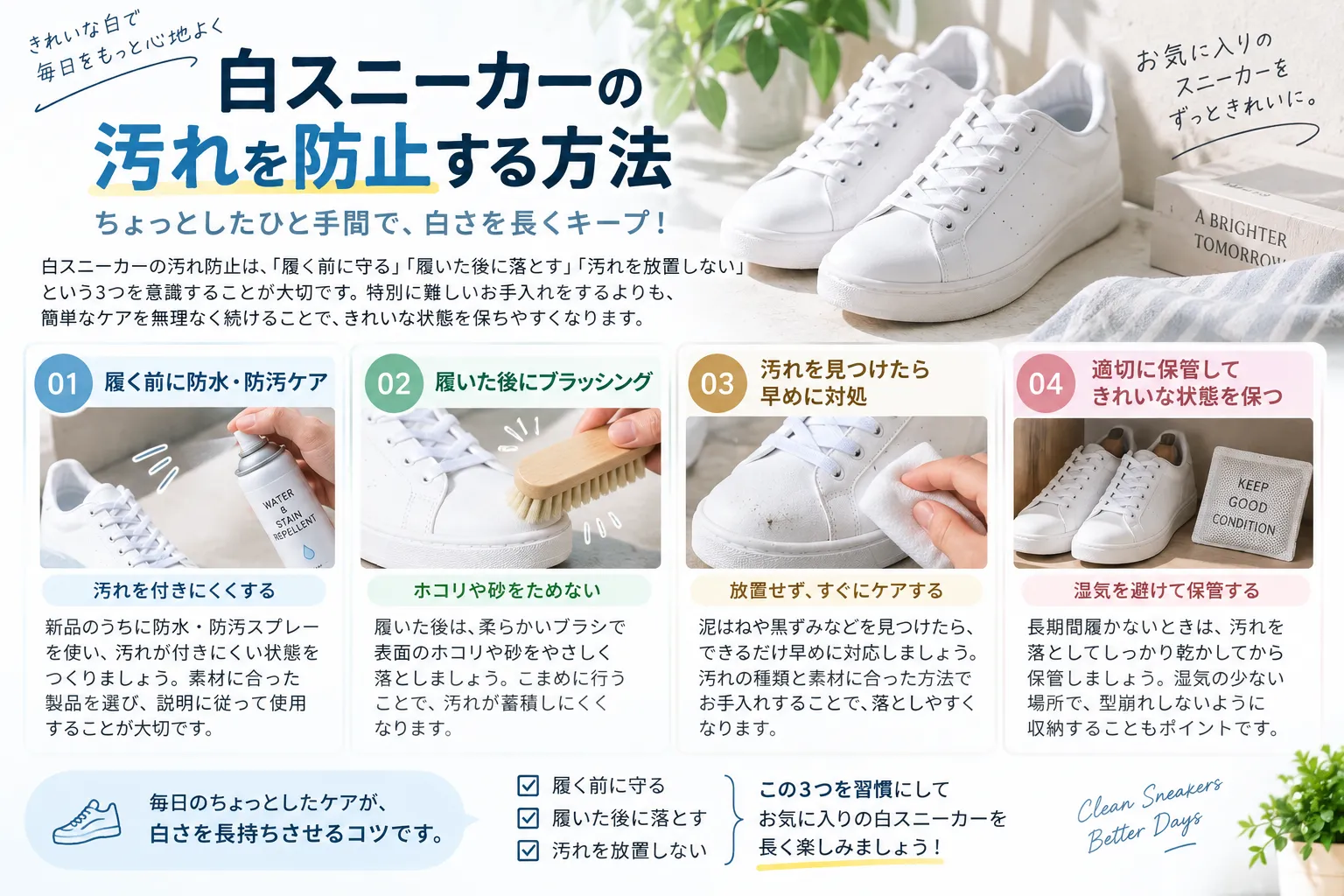 白スニーカーの汚れを防止する方法.webp