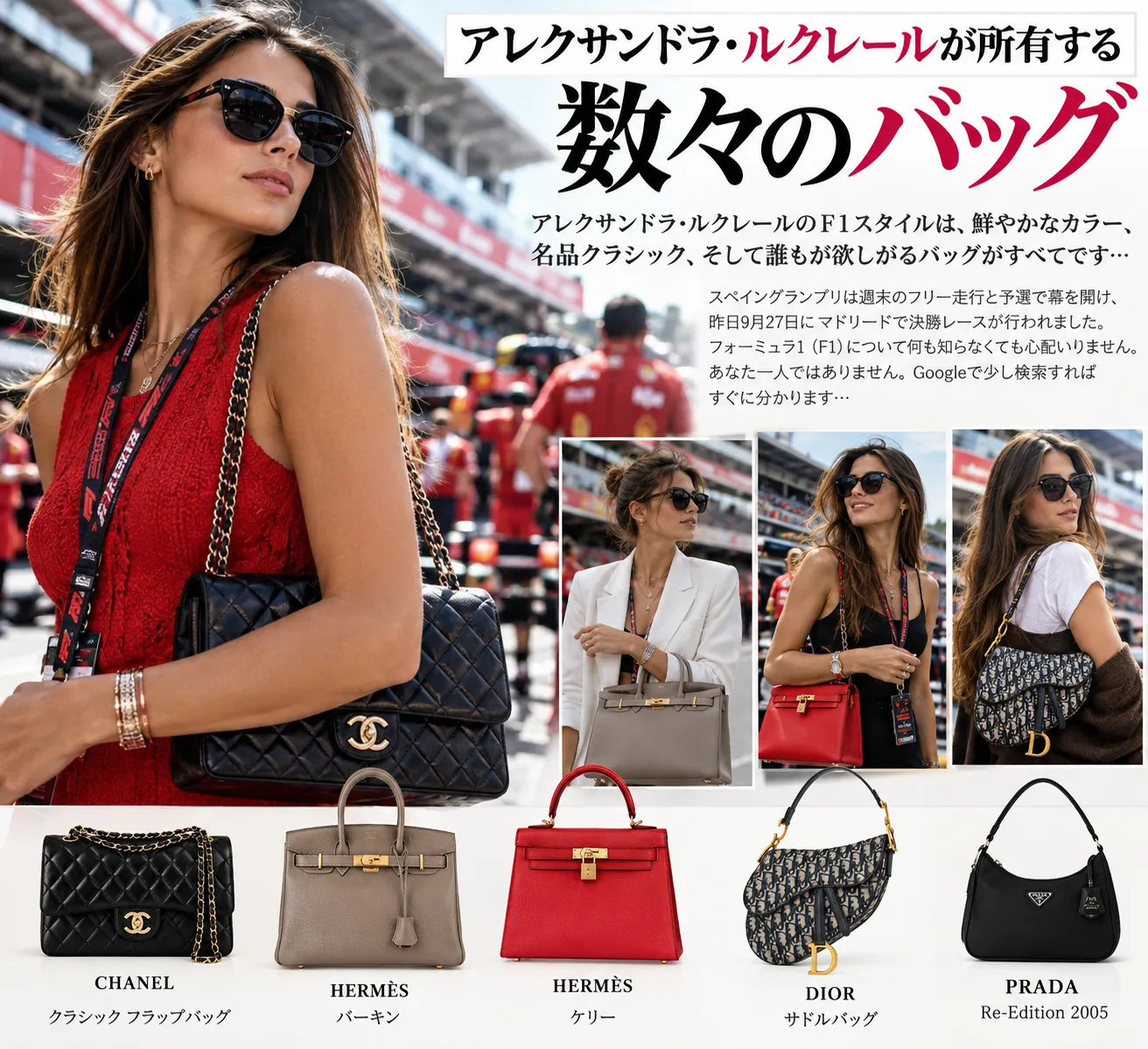 アレクサンドラ・ルクレールが所有する数々のバッグ