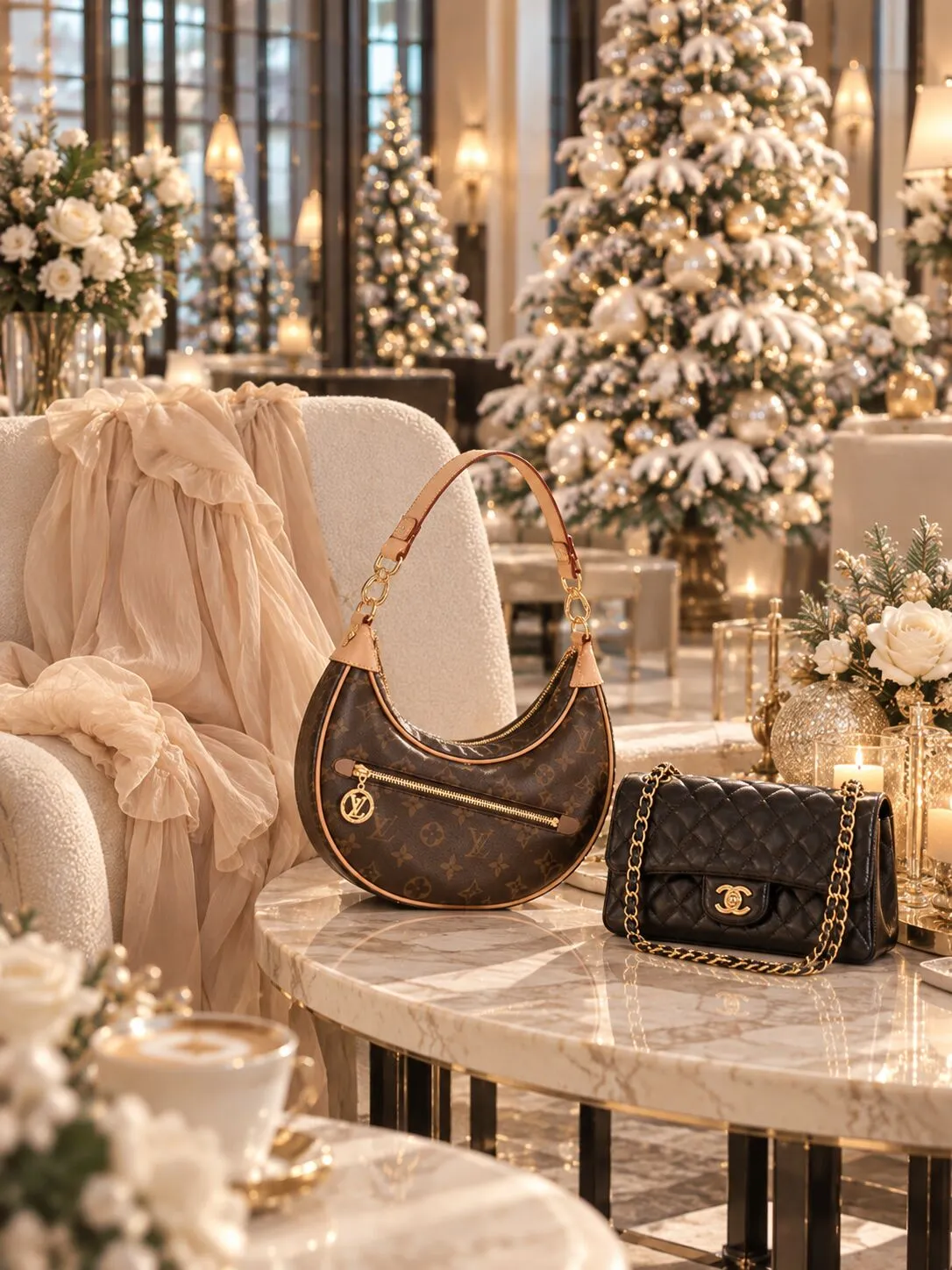 【ルイ・ヴィトン】クリスマスのお出かけに♡ ベージュとモノトーンで楽しむ大人可愛い冬コーデ (4).webp