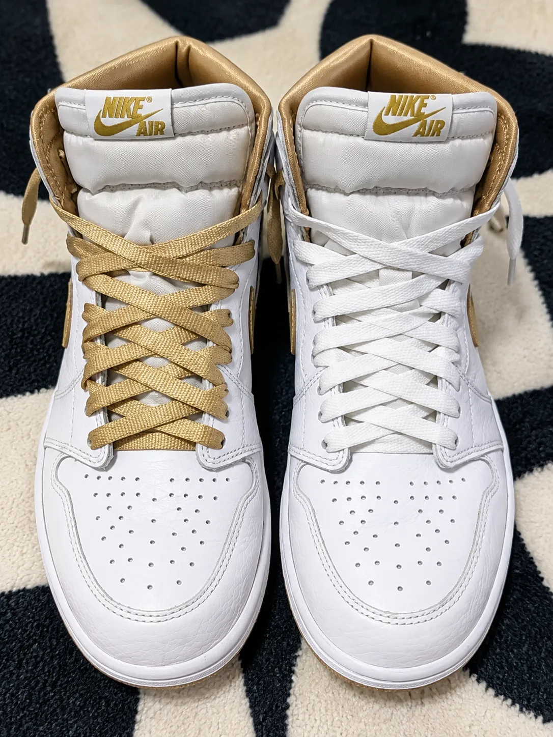 【ナイキ】エア ジョーダン1のシューレース通し直し👟 White＆Goldがやっぱり可愛い✨