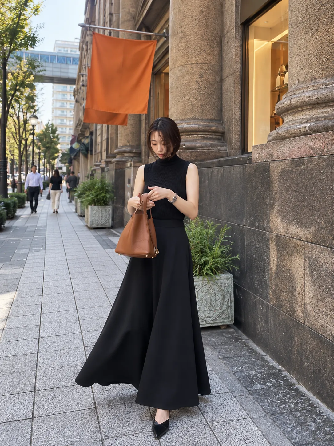 【HERMES】キャメル×ブラック 秋コーデ🤎 神戸で楽しむ大人の上品お出かけスタイル✨