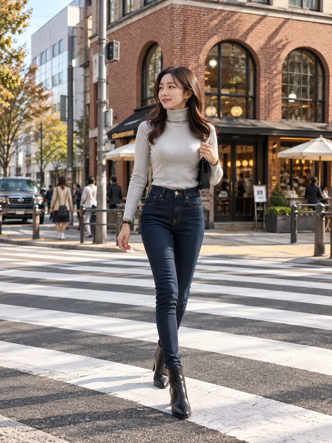 【スキニーデニムスタイル】ハイウエストでスタイルアップ🌸 大人のシンプルデニムコーデ