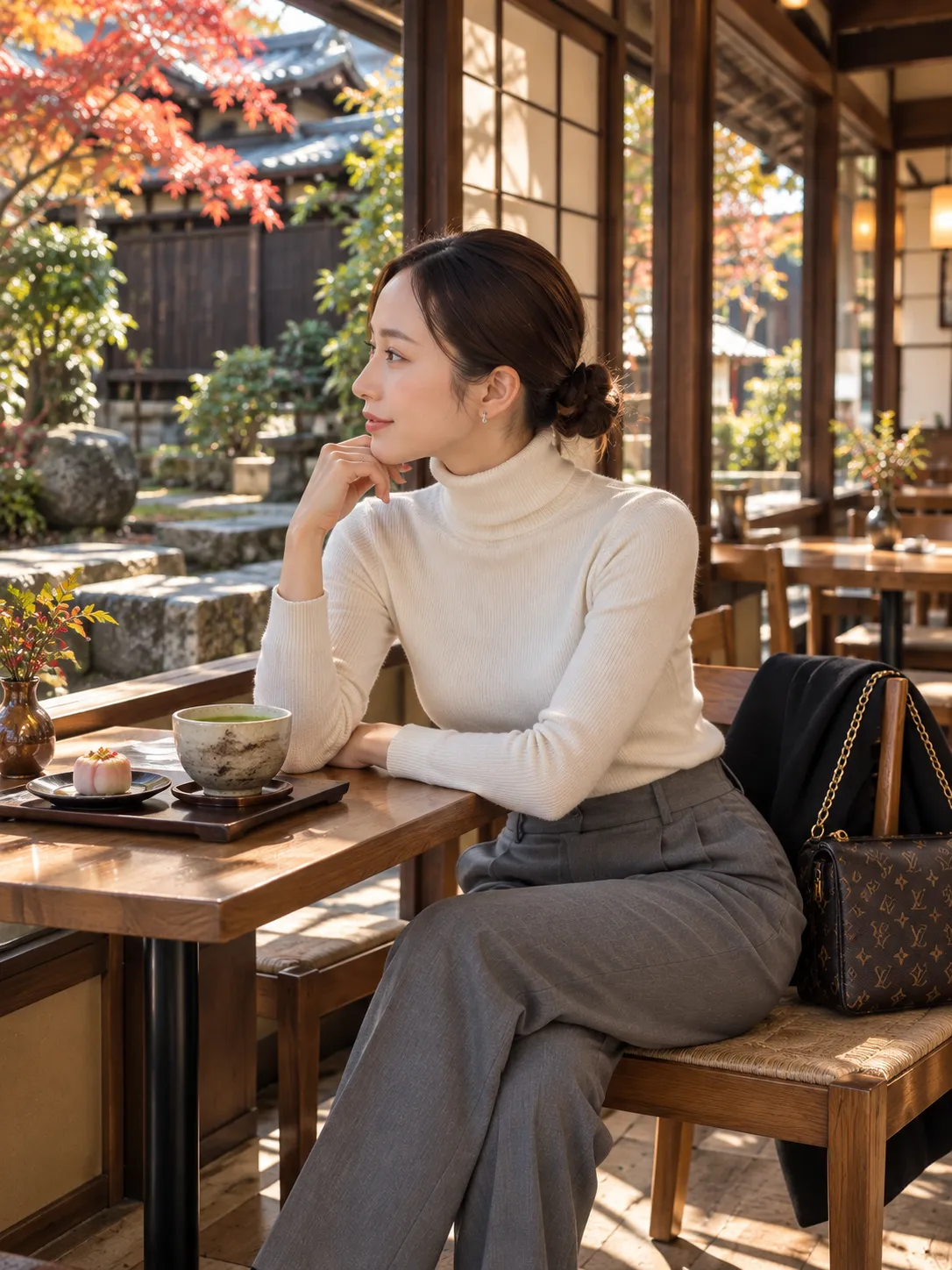 【白×タートル】グレースラックスで海外セレブ風♡ 京都散策にも似合う大人のきれいめコーデ (4).webp